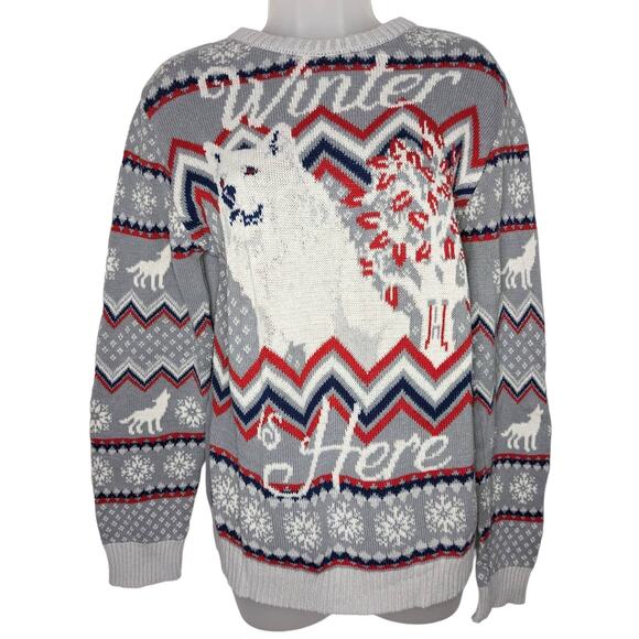 Game of Thrones HBO Sweaters - Game of Thrones Knit Sweater Winter Wolf Holiday Unisex Medium GOT Jon Snow HBO